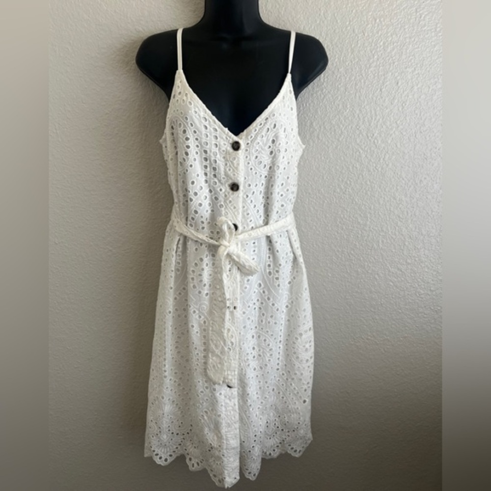 bishop + young White Eyelet Midi Sun Dress Large